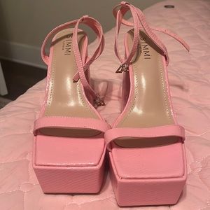 Simmi London Wide Fit platform heeled sandals in pink